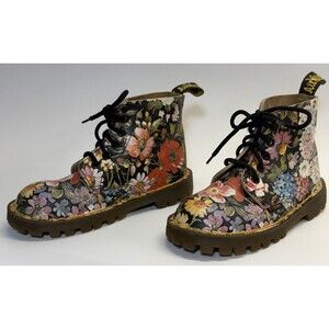 Vintage Dr. Martens 1460 Floral Leather Lace Up Boots Youth Size 10 Made England